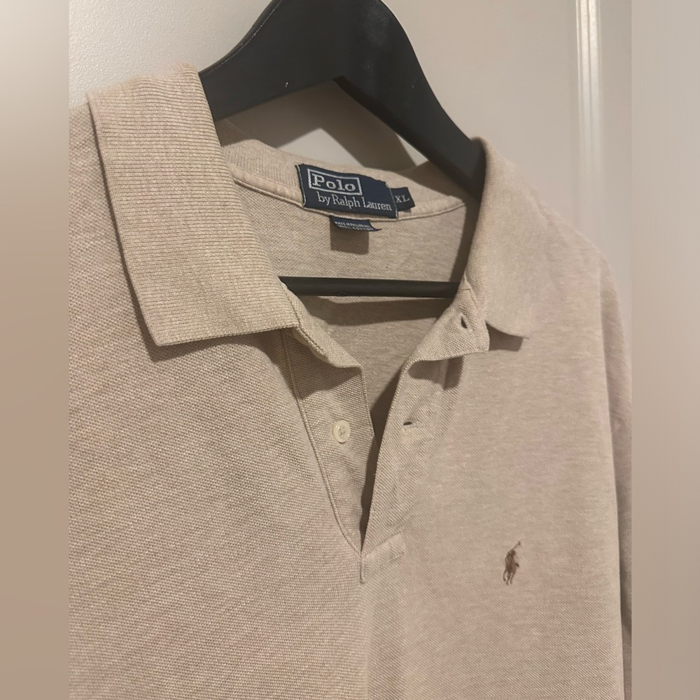 Men’s tan Ralph Lauren Polo shirt
